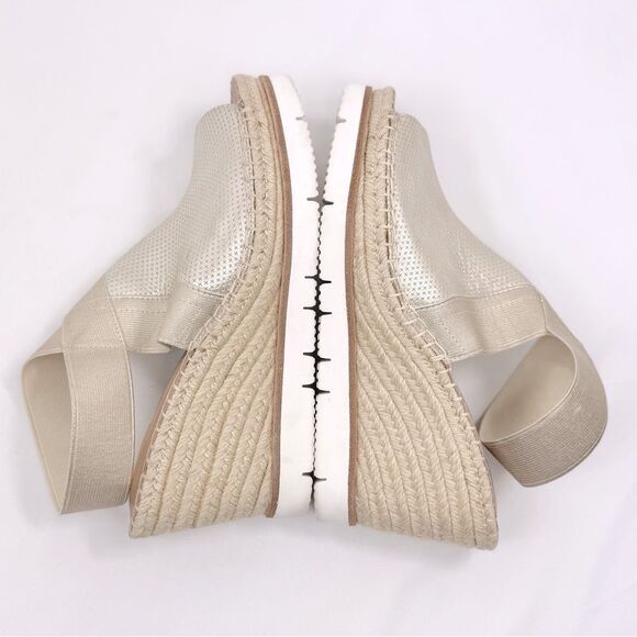 Gentle Souls CRISTA Gold Leather Tan Woven Open Toe Espadrille Wedge Sandals - Picture 7 of 16